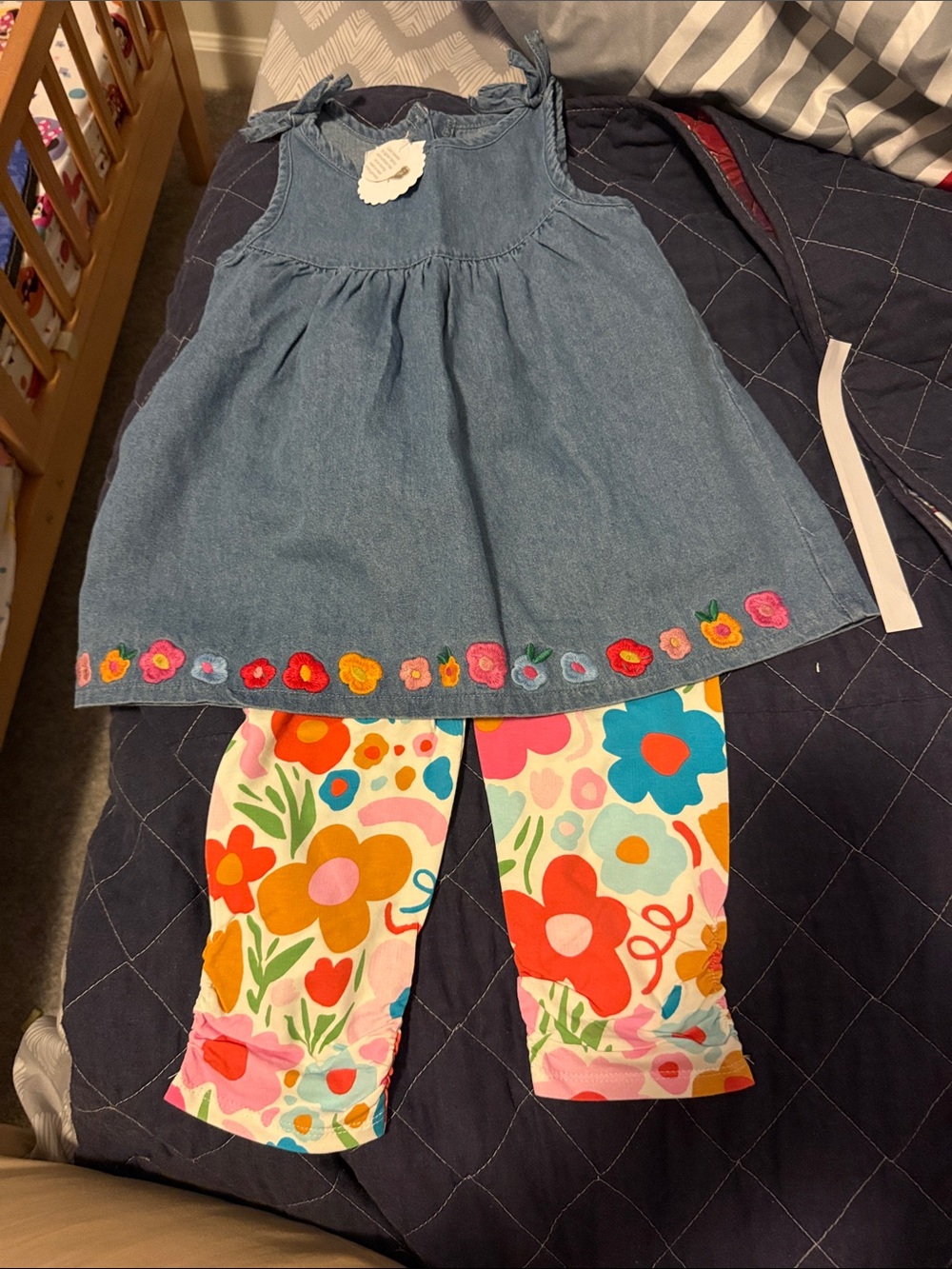 Mud Pie Toddler Denim-Look Dress in Light Blue